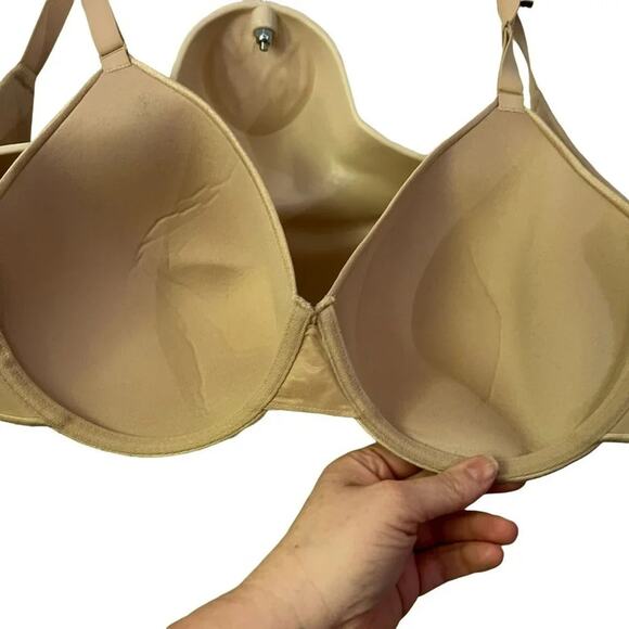 Lane Bryant Cacique Beige Satin Lightly Lined Full Coverage Bra Size 38DDD - Picture 6 of 7